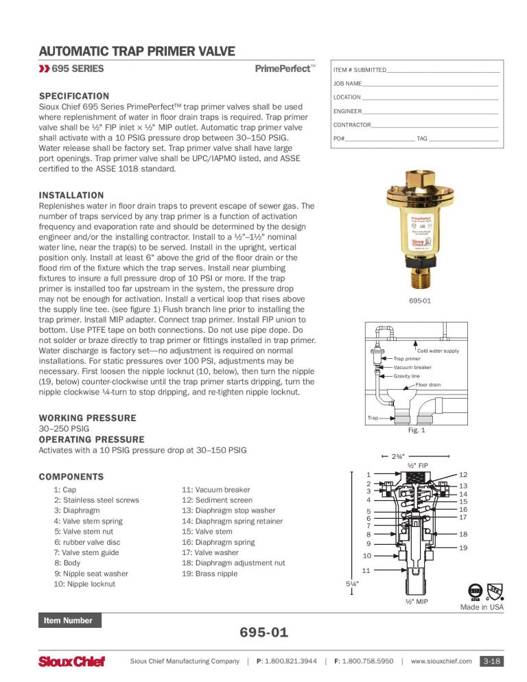 Trap Primer, Mechanical Resilient Plumbing & Heating, Inc.